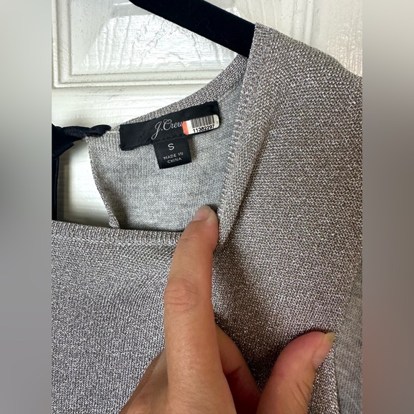 J.CREW Sleeveless Lurex Jumpsuit Silver Black Velvet Tie Back Metallic Wide Leg - Picture 8 of 16